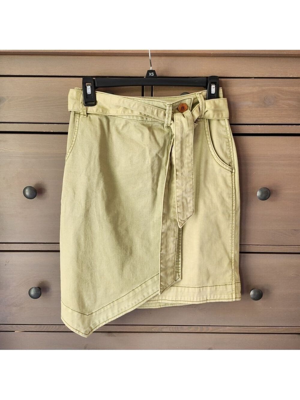 Anthropologie Pilcro and the Letterpress Wrap Khaki Chino Skirt Size 0